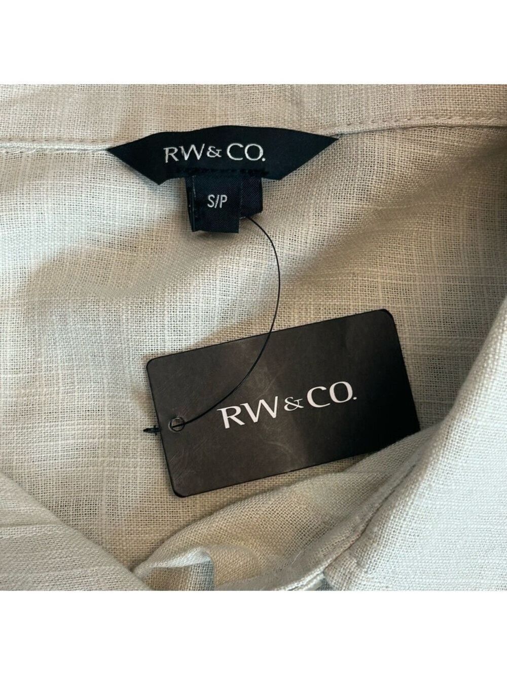 RW&CO women's oversized beige tan brown linen button down shirt Sz S NWT - Picture 6 of 11